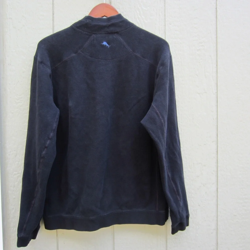 Tommy Bahama Flipshore Reversible Sweatshirt Men's L-XL?Black/Blue Half Zip READ